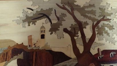 Dominique CIAMARONE. Panneau en marqueterie...