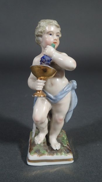SAXE. Petit sujet en porcelaine polychrome...
