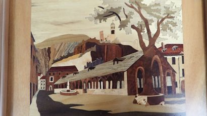 Dominique CIAMARONE. Panneau en marqueterie...