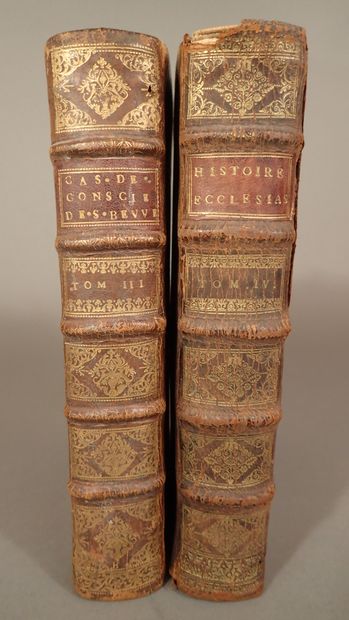 Lot de deux volumes plein-veau, dos à nerfs...