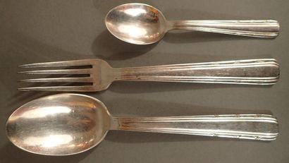 Ménagère en métal argenté, modèle moderniste,...