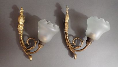 Paire d'appliques murales en bronze doré...