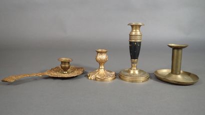 Lot de 4 bougeoirs en laiton ou bronze d...