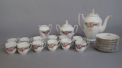 Service à café en porcelaine à décor imprimé...
