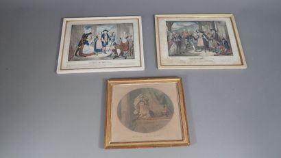 Ensemble de trois gravures :
- Gravure en...