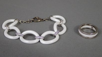 Lot en argent 925/1000e et céramique blanche...