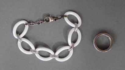 Lot en argent 925/1000e et céramique blanche...