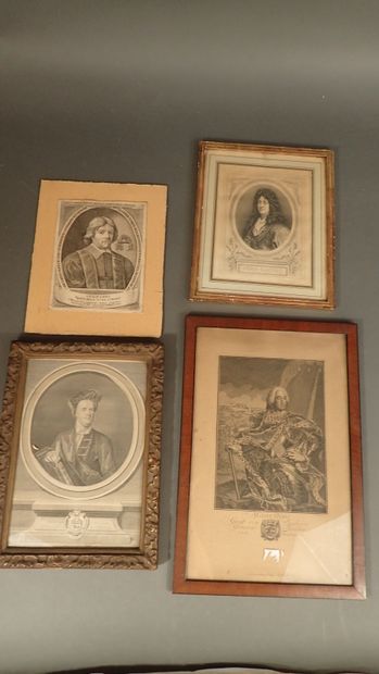 *Lot de 4 gravures de portrait « Jean Racine...