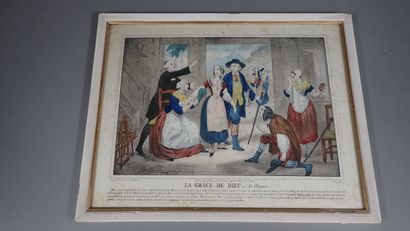 Ensemble de trois gravures :
- Gravure en...