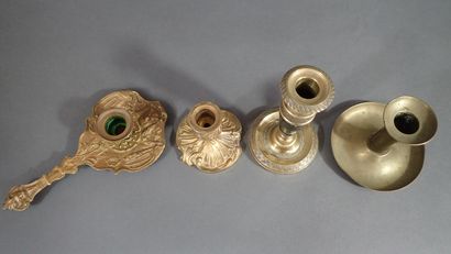 Lot de 4 bougeoirs en laiton ou bronze d...