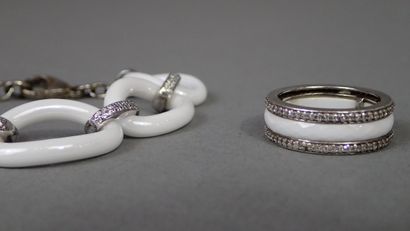 Lot en argent 925/1000e et céramique blanche...