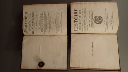 Lot de deux volumes plein-veau, dos à nerfs...