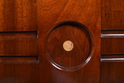 Mahogany and mahogany veneer two-body sideboard...