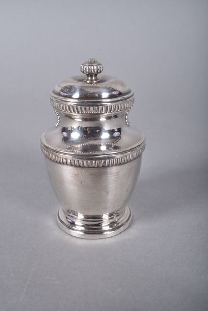 Silver baluster pepper mill with shell and...