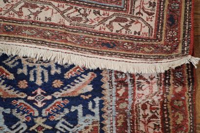 Wool gallery rug in burgundy, blue and navy...