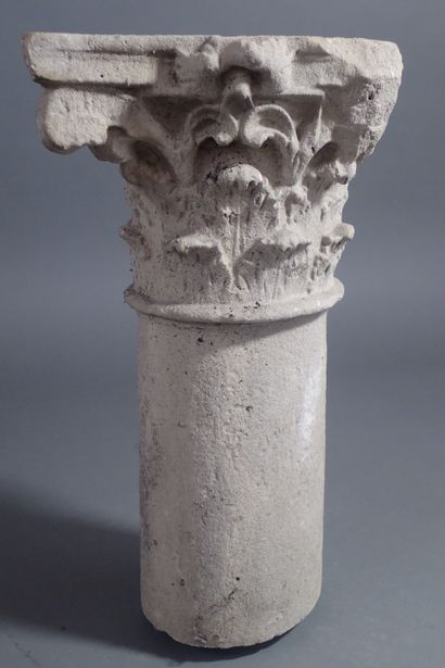 Fragment of a carved stone column with Corinthian...