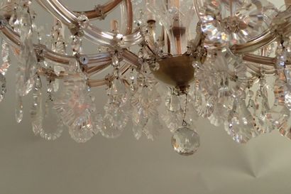 Large crystal, glass and brass chandelier...