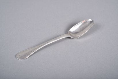 Silver table spoon, filets and baguette contours...