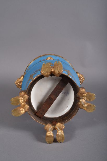 A large covered perfume burner pot in celestial-blue...