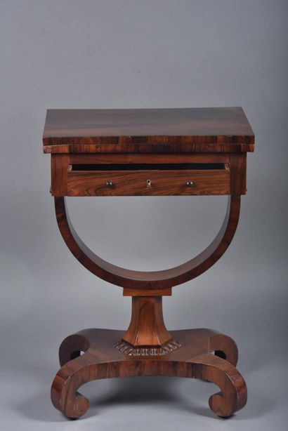 Wallet games table in rosewood veneer, revealing...