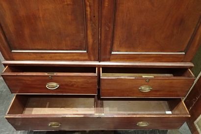 Mahogany and mahogany veneer cabinet opening...