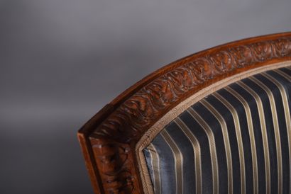 Pair of molded and carved beech bergères...