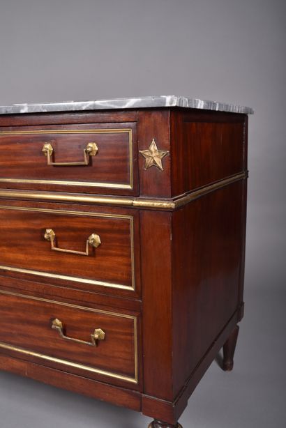 Straight mahogany and mahogany veneer chest...