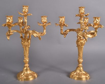 Thiébaut Frères. Pair of large gilt bronze...
