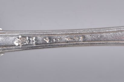 Pair of silver table spoons, filets and contours...