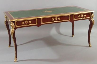 Mahogany and mahogany veneer flat desk, the...
