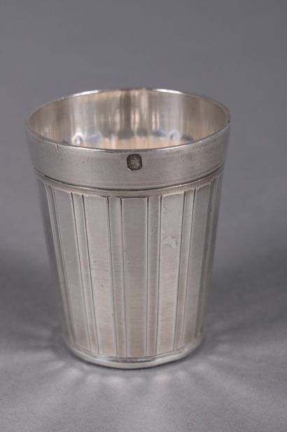 Twelve silver liqueur goblets. 
Minerve hallmark,...