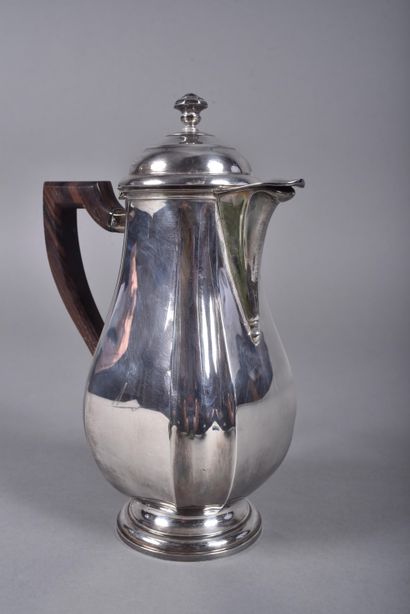 Silver coffee pot with rosewood handle. Art...