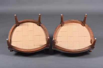 Pair of molded and carved beech bergères...