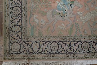Cashmere and silk oriental rug in pink tones...