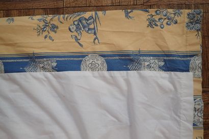 Two pairs of large curtains in yellow and...