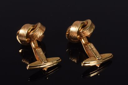 Pair of 18k gold cufflinks with guilloché...