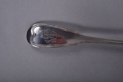 Gaudin Dubray. Silver stew spoon, filets...