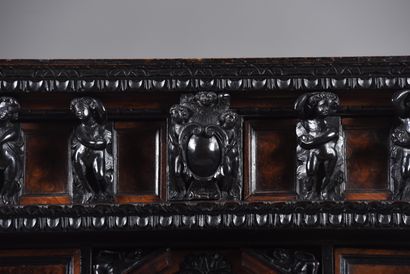 Italian or stipo cabinet in blackened wood,...