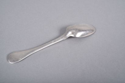 Silver table spoon, filets and baguette contours...