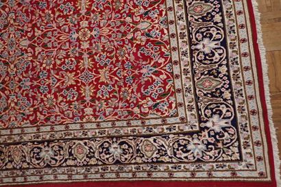 Very large Kerman wool carpet in burgundy...
