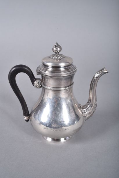 Silver baluster-shaped self-serving coffeepot...