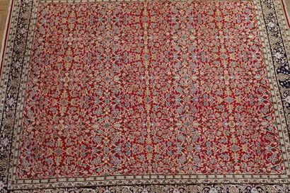 Very large Kerman wool carpet in burgundy...