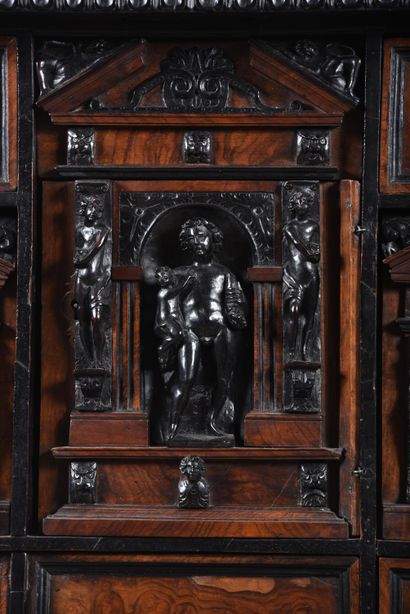 Italian or stipo cabinet in blackened wood,...