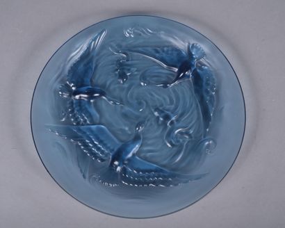 VERLYS France. Blue pressed and molded glass...