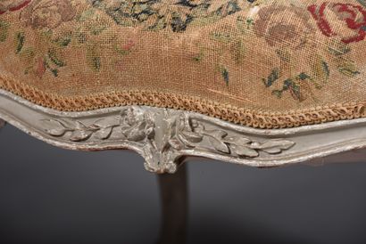 Pair of armchairs in gray beech, molded and...