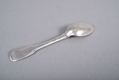 Silver table spoon, filets and contours design....