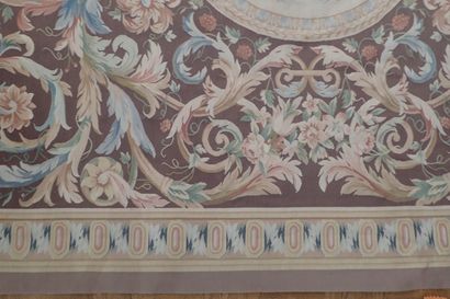 AUBUSSON. Important wool carpet on cotton...