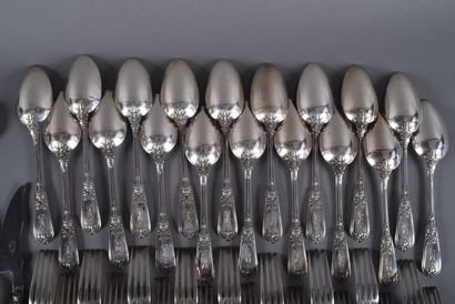 Silver dinner service with rich scroll, laurel...