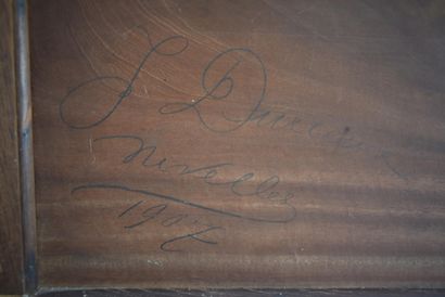 Mahogany and mahogany veneer two-body sideboard...