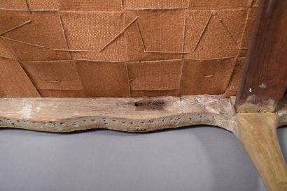 Molded and carved beech sofa in gray and...